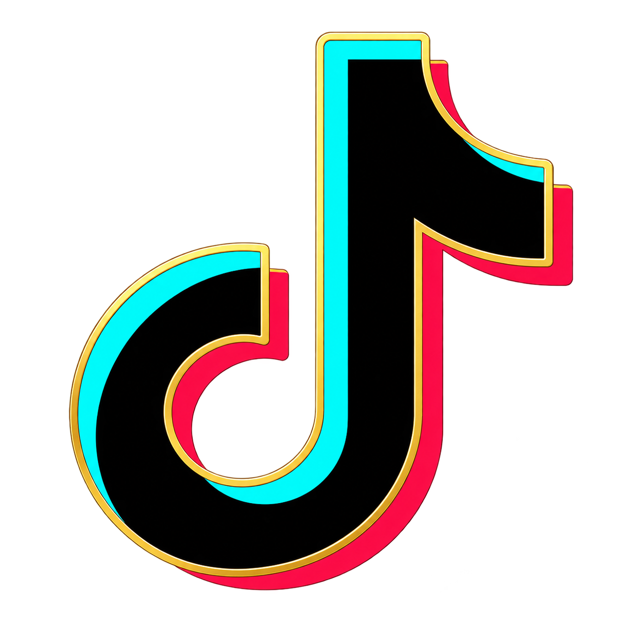 TikTok logo with a gold outline